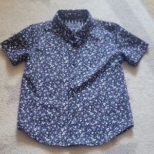 Cactus Kids Floral Button Down Shirt - Navy and White